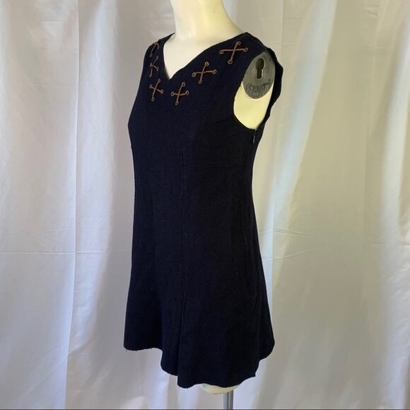 PHILOSOPHY DI ALBERTA FERRETTI BLUE NAVY MINI  DRESS SHORT SLEEVE BOHEMIAN DRESS - Picture 6 of 11